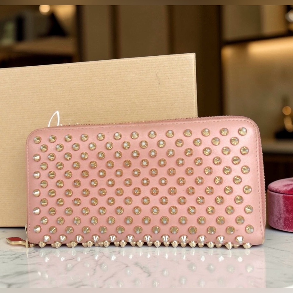 Christian Louboutin Panettone Studded Leather Zip Around  Wallet 💖